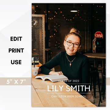 minimal boho graduation photo picture invitation template